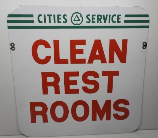 Cities Service Clean Rest Rooms Porcelain Sign