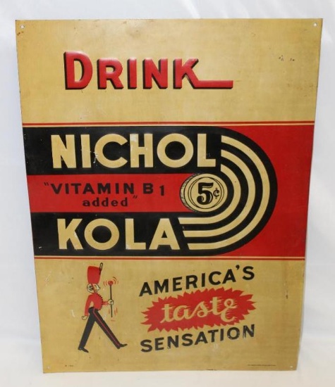 Drink Nichol Kola 5... Embossed Tin Advertising Sign