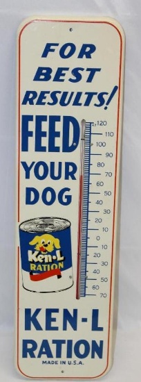 Ken-L Ration Graphic Advertising Dog Food Tin Thermometer with Working Tube