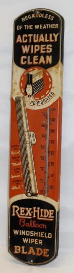 Rex-Hide Windshield Wiper Tin Advertising Thermometer