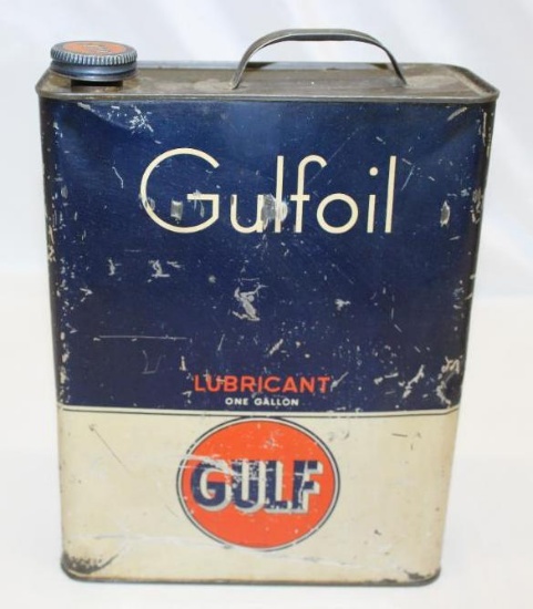 Gulf 1 Gallon Motor Oil Can Gulfoil