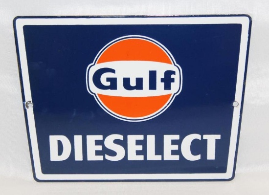 Gulf Deiselect Porcelain Pump Plate Sign