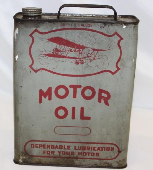 Essex Hudson Nichols 1 Gallon Motor Oil Can with Airplane Graphics