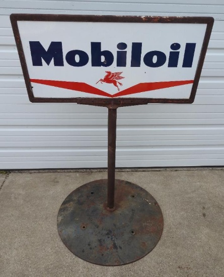 Mobiloil Porcelain Curb Sign
