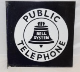 Bell System Public Telephone Porcelain Flange Sign