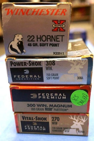 300WIN MAG/270WIN/308WIN/22 HORNET AMMUNITION X4