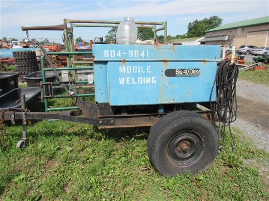 Big 40 Diesel Welder w/Leads Trailer Mount