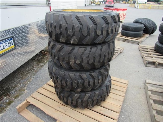 (New) 10-16.5 Tires on NH/JD/CAT Wheels (set)