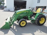 JD 3320 w/JD 300CX Ldr, ROPS, 4WD, 1629 Hrs.