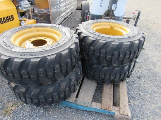 New 12-16.5 Tires on Wheels for NH/JD/CAT (set 4)