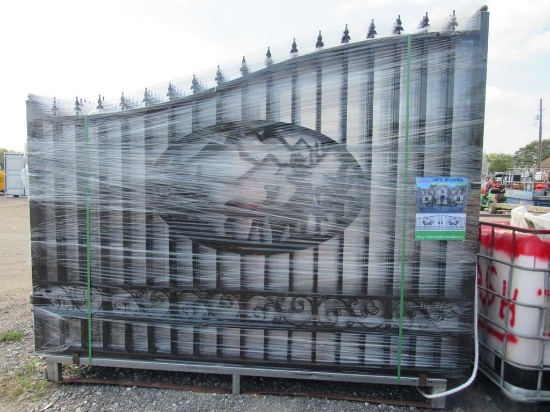 New Greatbear 20' Bi-Parting Iron Gate Pair, Deer