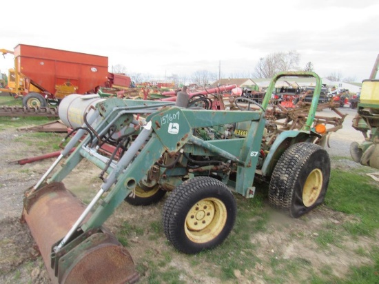 JD 750 Tractor, 4x4, ROPS, w/67 Loader, Salvage