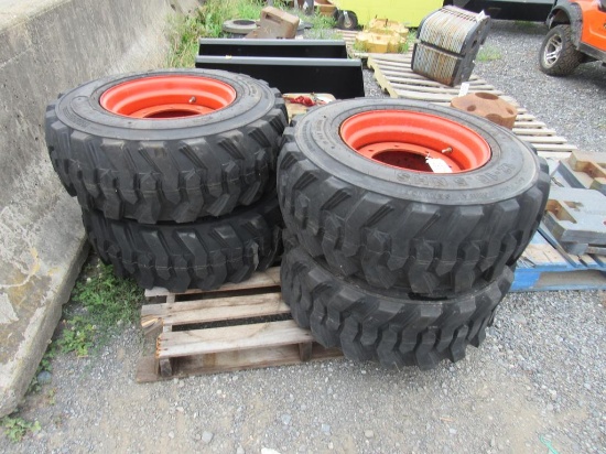 12 x 16.5 Skidsteer Tires on 8-Lug Rims