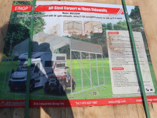 EINGP MSC2020F Steel Carport w/open Sidewalls