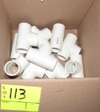 Lot of PVC T-sections, adaptors, assorted plumbing items