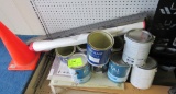 Orange cone, display paint cans & banners