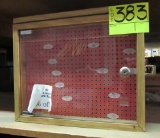 Small pegboard display, glass front