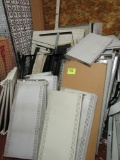 Pile of shelving, pegboard & accessories