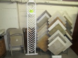 Ceramic tile display, 4-wheel cart & 2 folding chairs