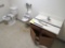 bathroom fixtures: toilet, urinal, sink, mirror & handrail