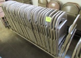 Lot of 35 metal folding chairs on cart