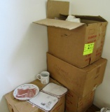 boxes of extra St. John's Centennial book, mugs, plates & stationery