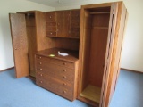 large wooden dresser w/ overhead cabinet