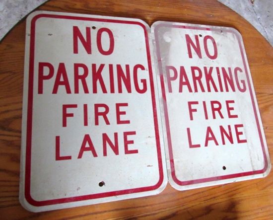 Pair of No Parking Fire Lane signs