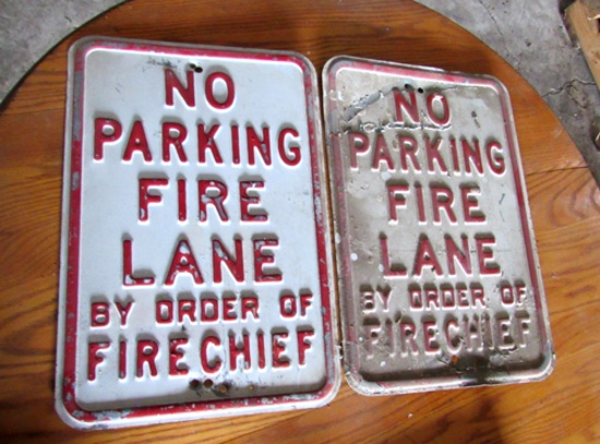Pair of No Parking Fire Lane signs