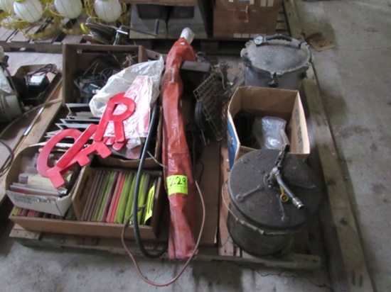 Pallet of lettering and pressure cooker