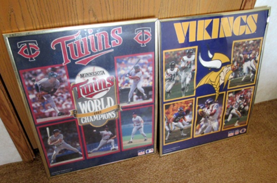 Twins and Vikings framed posters