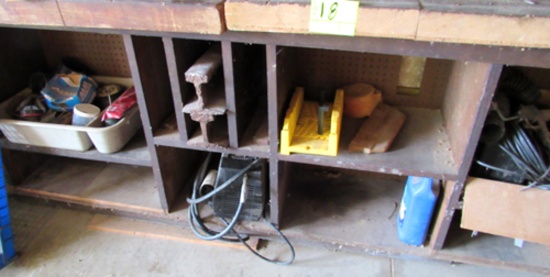 Rockford bench grinder, vise & tools inside the workbench