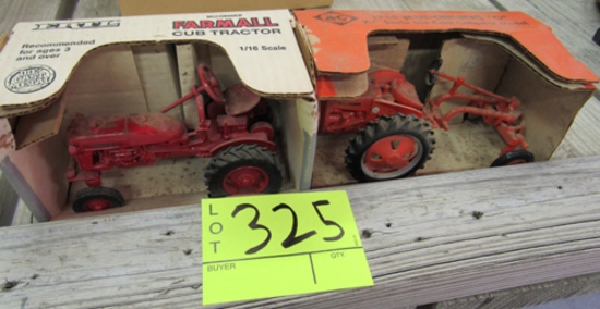 Allis Chalmers 1948 "G" and Farmall Cub 1/16th scale toy tractors