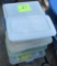 lot of 6 plastic containers with hardware and weather stripping