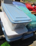 lot of 8 plastic containers with bits and supplies