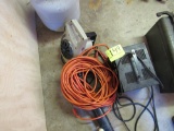 leaf blower, battery charger and cord