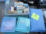 lot of 7 plastic containers with screws and supplies