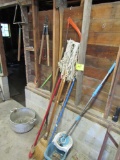 triangle, pruner, mops and bucket, broom