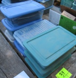 lot of 8 plastic containers with hardeware and supplies