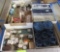 matchboxes, blue dishes and blanket