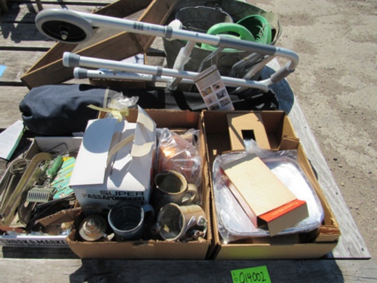 walker, pan, hoses, bucket, sifter
