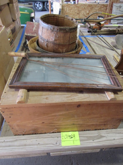 cedar chest, lead mirror, rug beater