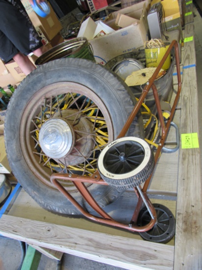 hand carts, Ford rim, tools, buckets