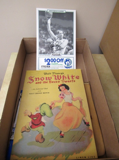 signed Timberwolves picture, Snow White book, bank bag and Ford booklet