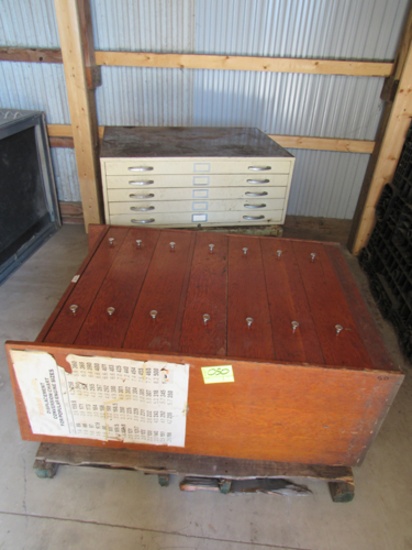 wooden drawer cabinet & metal organizer