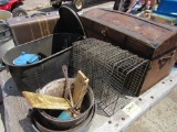 pails, iron, suitcase