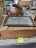 cedar chest, lead mirror, rug beater