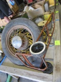 hand carts, Ford rim, tools, buckets