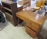 desk, dresser and bookshelf