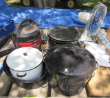 lot of 3 roasters, shop vac, fan and cabbage cutter